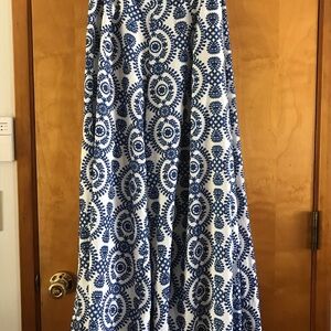 Elegant Blue and White Wide Leg Pants